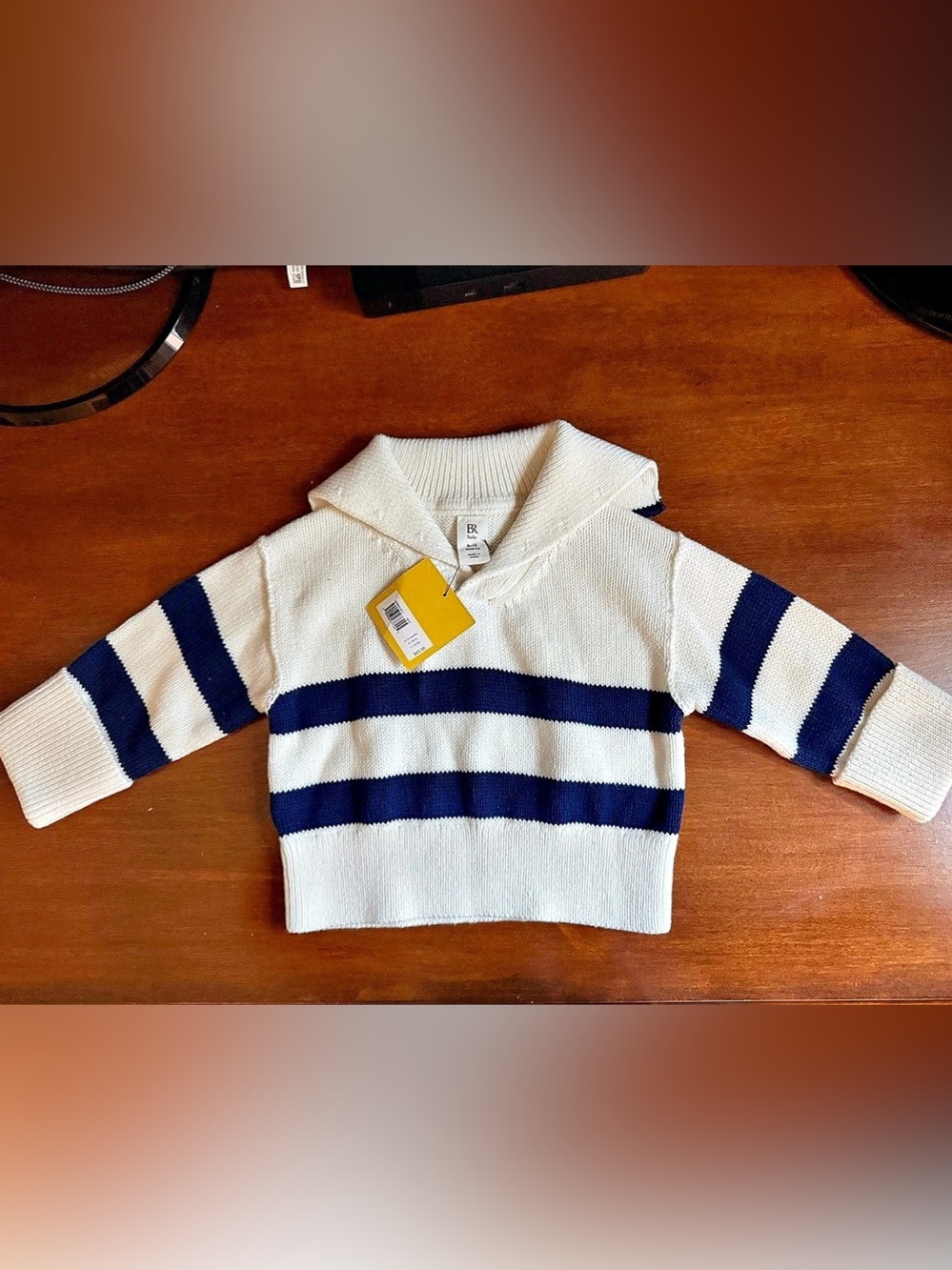 BR baby Striped Sweater White & Blue NWT